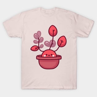 Cute Red Leaf House Plant in a Pot | Cute Kawaii Potted Plant | Design for Kawaii Lovers T-Shirt